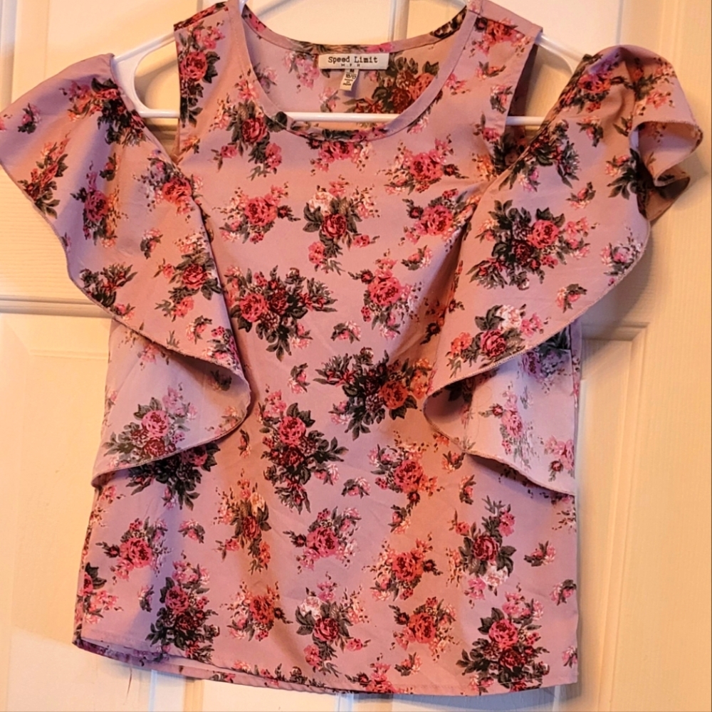 Pink floral blouse